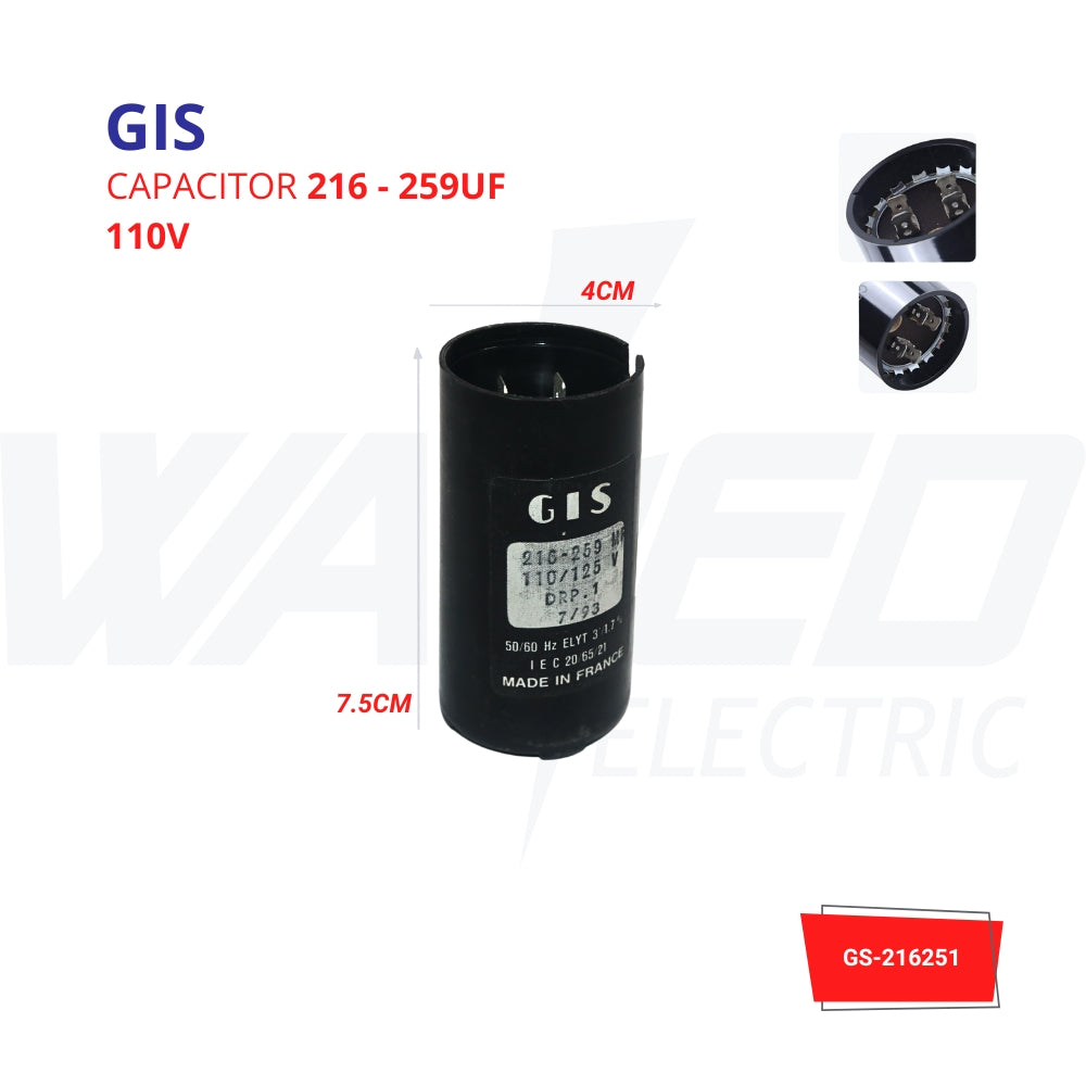Capacitor 216–259 UF - 110V - GIS