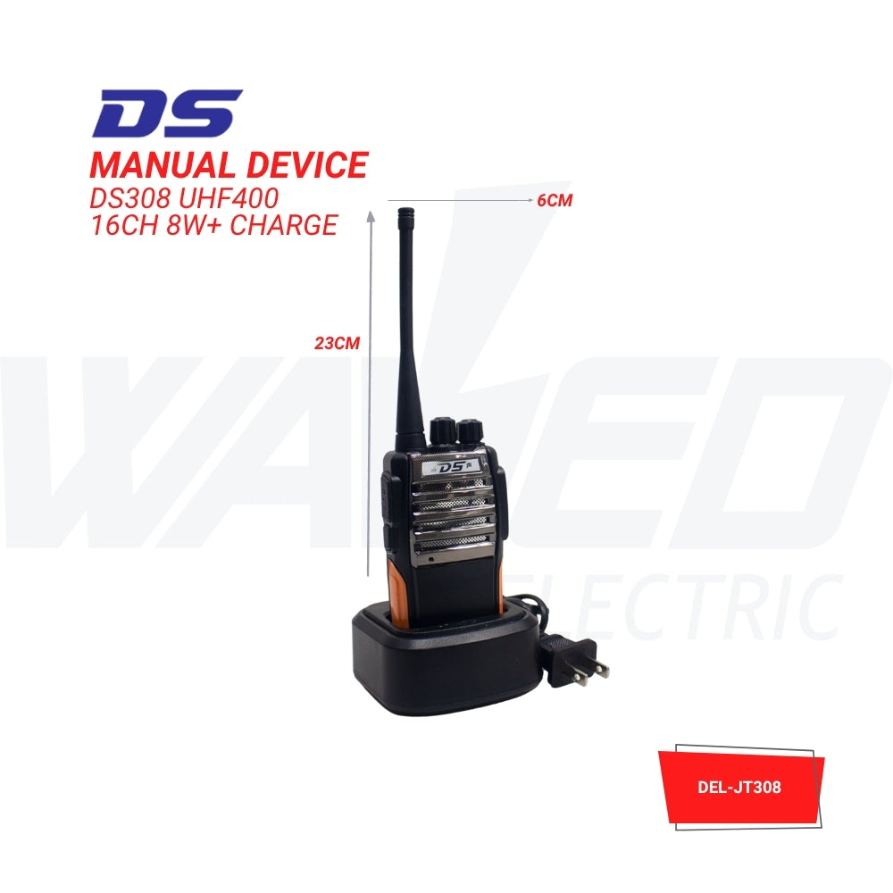 DS UHF400 Two-Way Radio – 16 Channels, 8W Output + Charging Dock