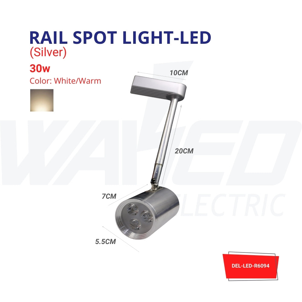 Rail Spot Light - 30W - Silver