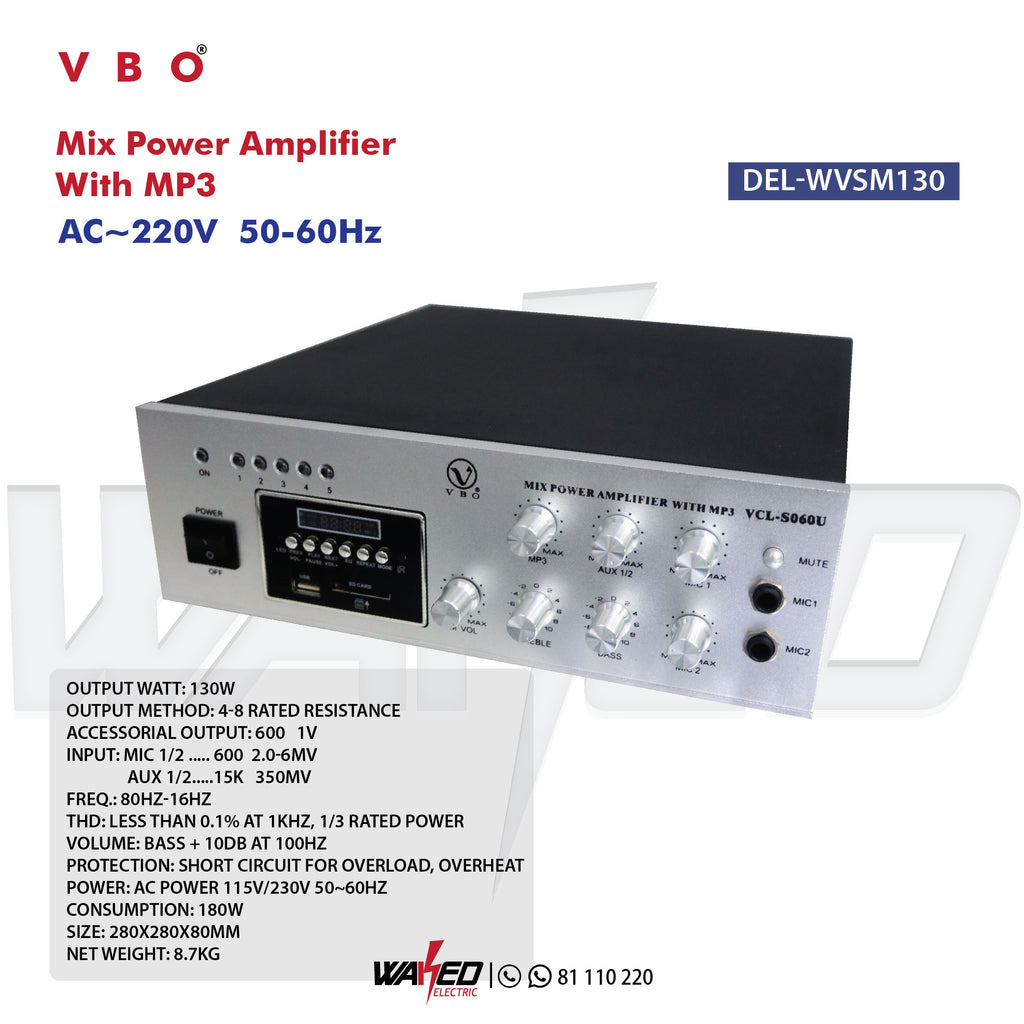 Mix Power Amplifier With MP3 - 130W