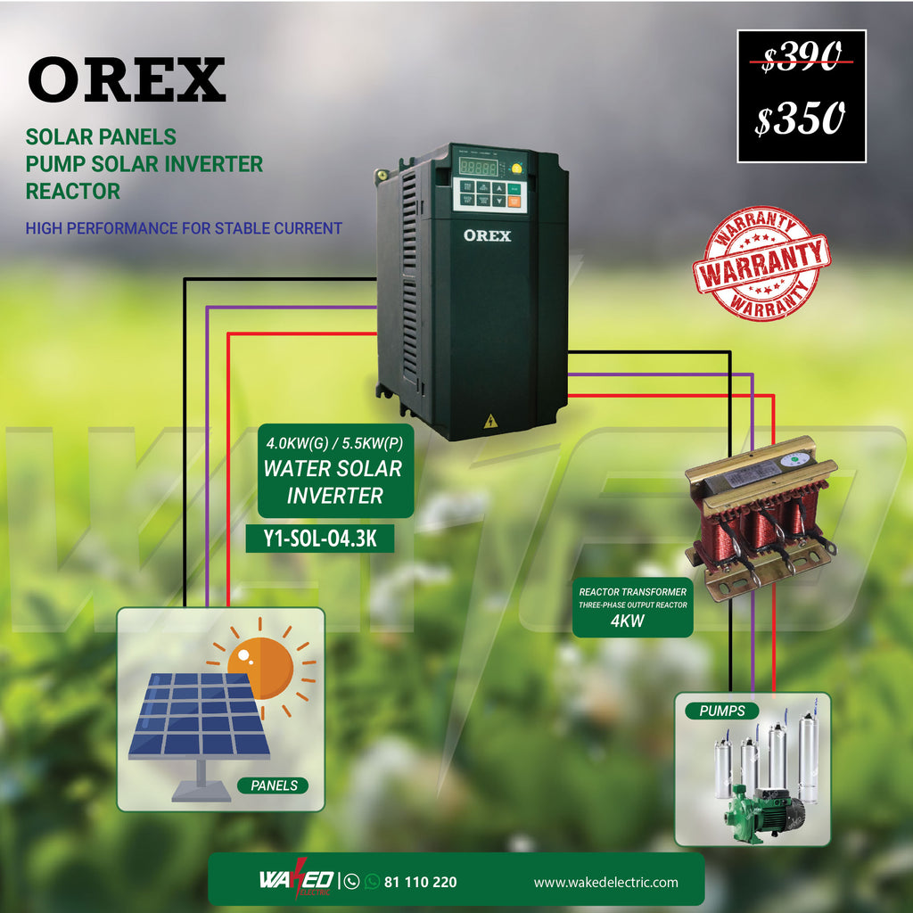 Water Solar Pump Inverter  4.3KW  OREX - Reactor Transformer - 3.5kw - 3 Phase