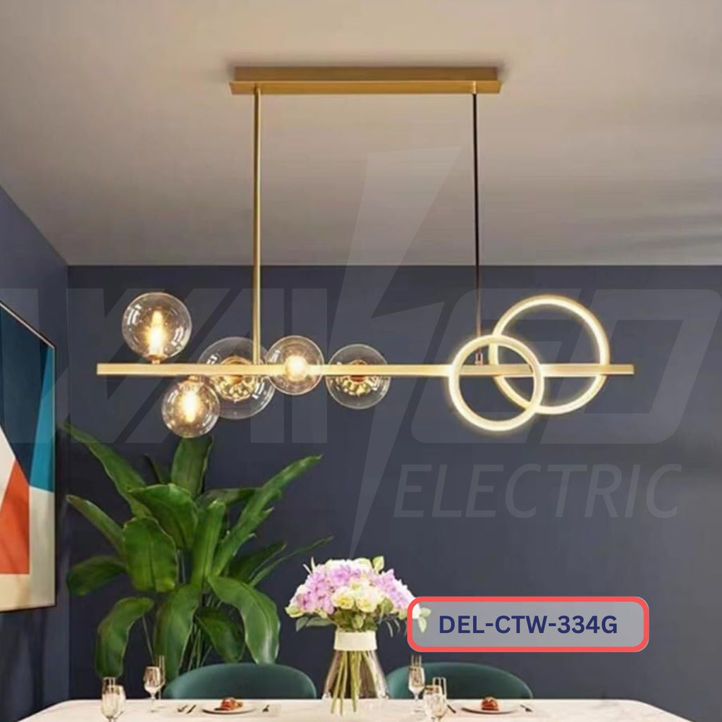 Chandelier With 2 Led Ringd &  5 Lamps