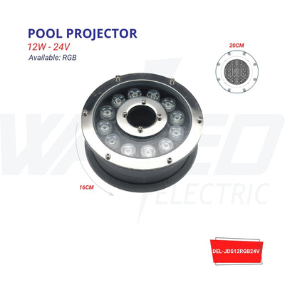 Pool Projector - 12W - 24V - RGB