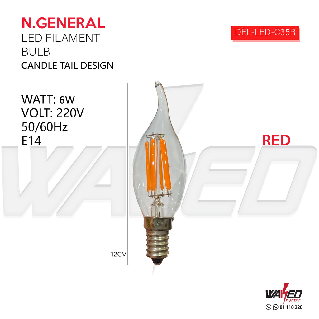 Filament Candle Bulb - E14 - 6W - COLORED
