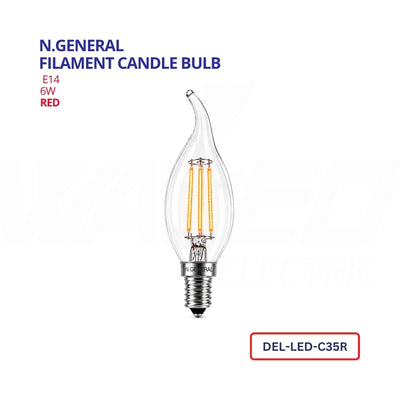 Filament Candle Bulb - E14 - 6W - COLORED