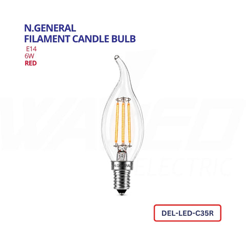 Filament Candle Bulb - E14 - 6W - COLORED