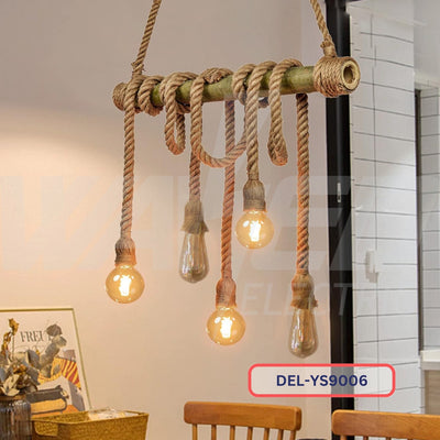 Rustic Rope Multi Pendant Light - 6 Lamps