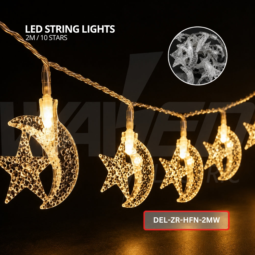 Crystal Moon & Star String Lights –  20 Lamps
