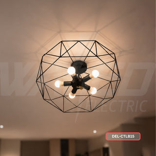 DEL Modern Geometric Ceiling Light – Black