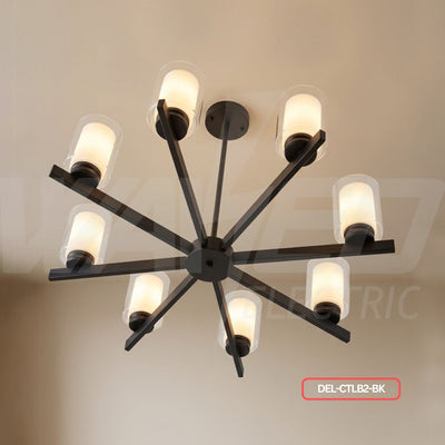 Modern 8-Light Chandelier - Black