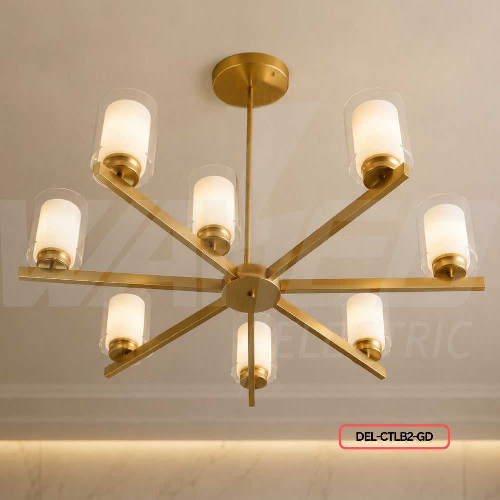 Modern 8-Light Chandelier - Gold