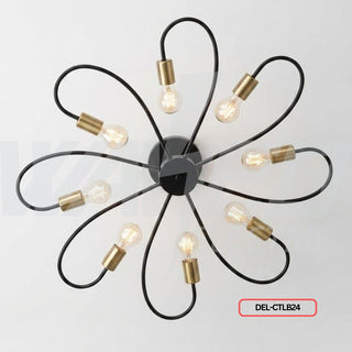 Modern Round 8-light Ceiling Light - Black