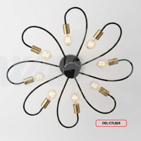 Modern Round 8-light Ceiling Light - Black