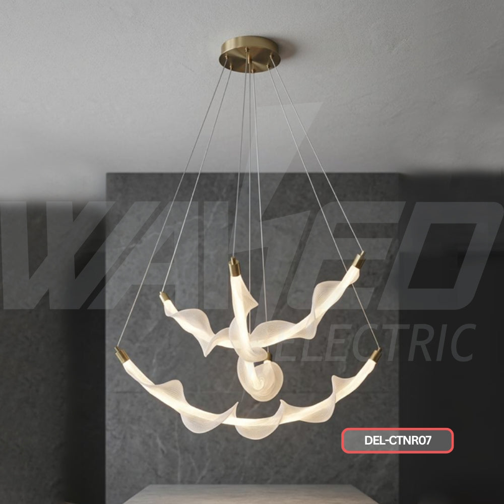 Sculptural Wave Ribbon Chandelier