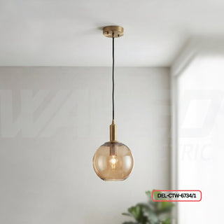Modern Gold Glass Pendant Light – Single Lamp