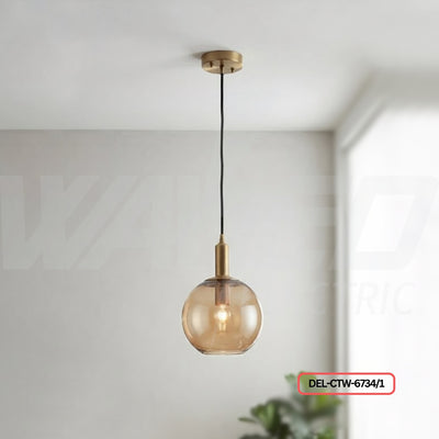Modern Gold Glass Pendant Light – Single Lamp