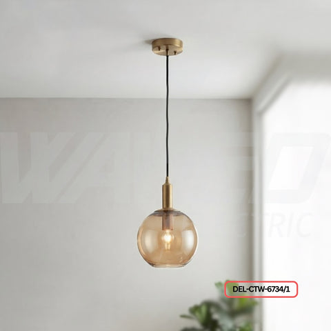 Modern Gold Glass Pendant Light – Single Lamp