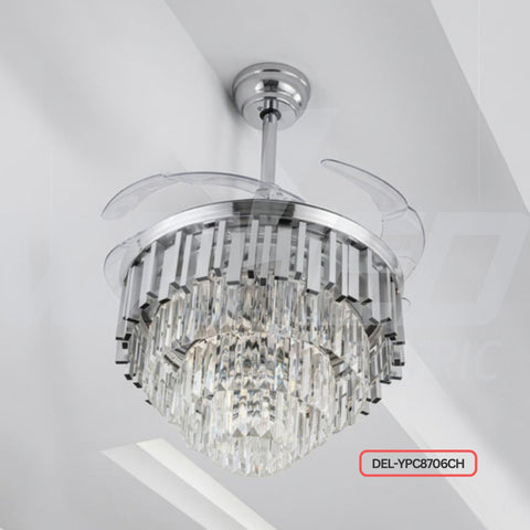 Crystal Chandelier Fan - Silver
