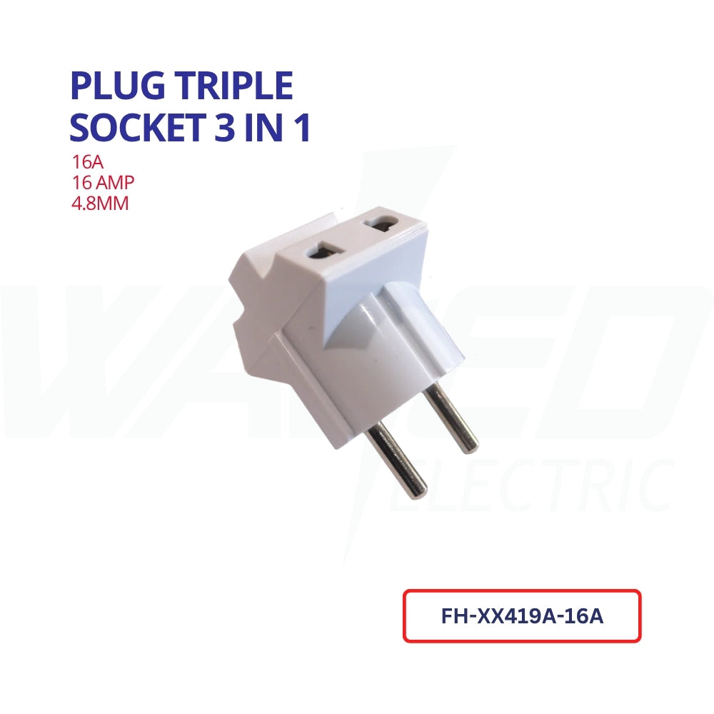 plug triple socket 3 in 1 - 16A