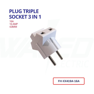 plug triple socket 3 in 1 - 16A