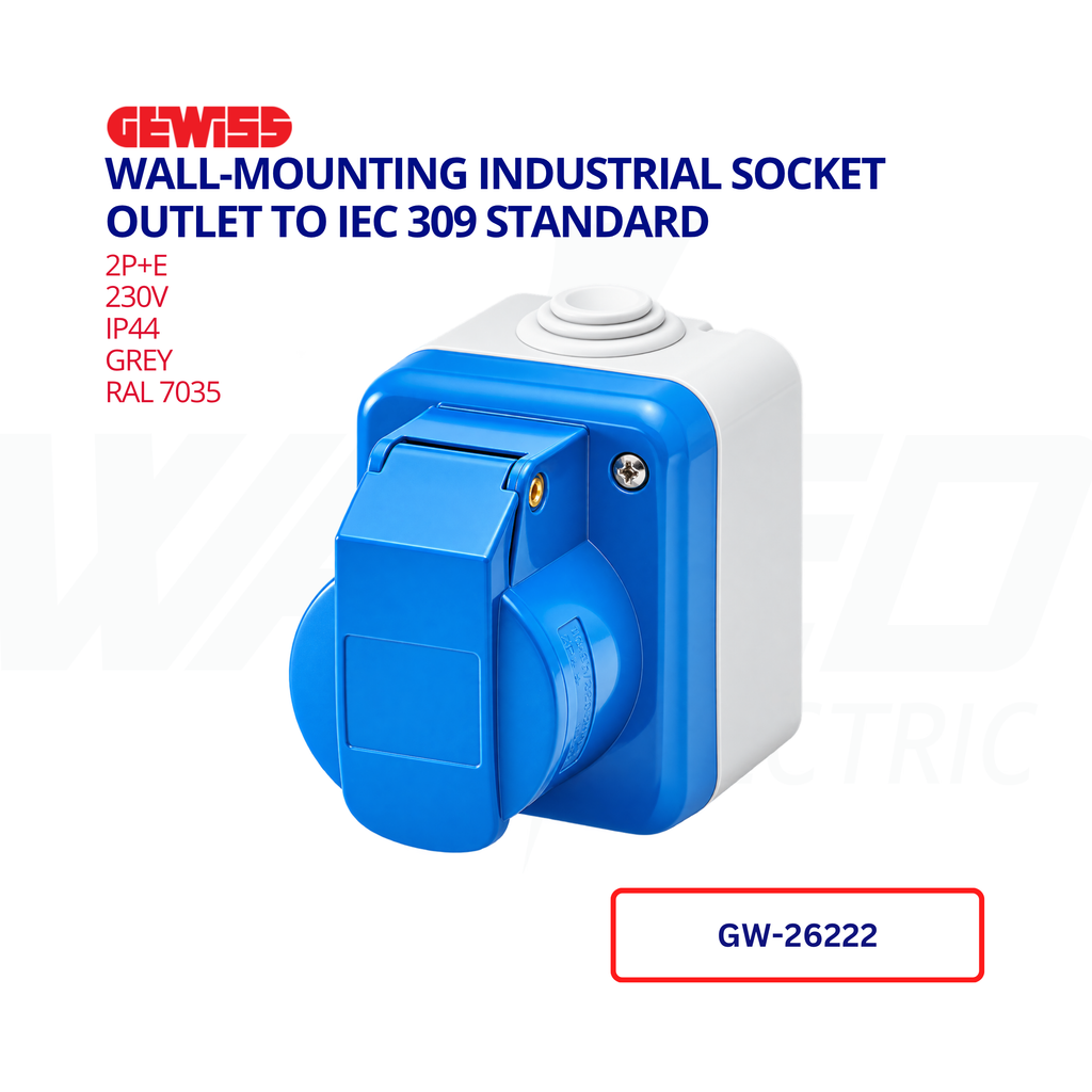 GEWISS – Wall-Mounting Industrial Socket Outlet, 2P+E