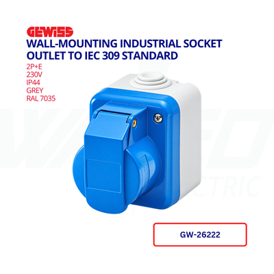 GEWISS – Wall-Mounting Industrial Socket Outlet, 2P+E