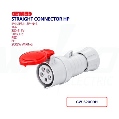 GEWISS 16A HP Straight Connector, 3P+N+E