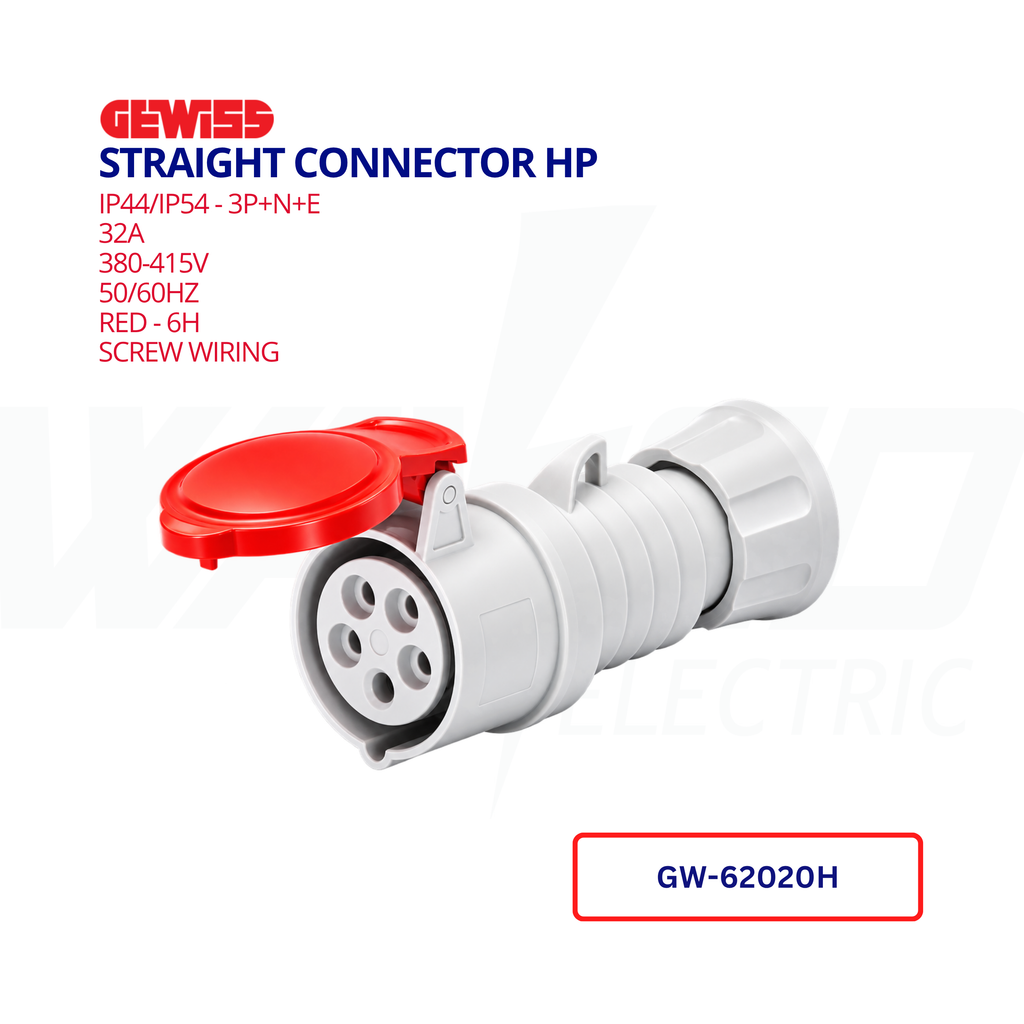 GEWISS – 32A HP Straight Connector, 3P+N+E