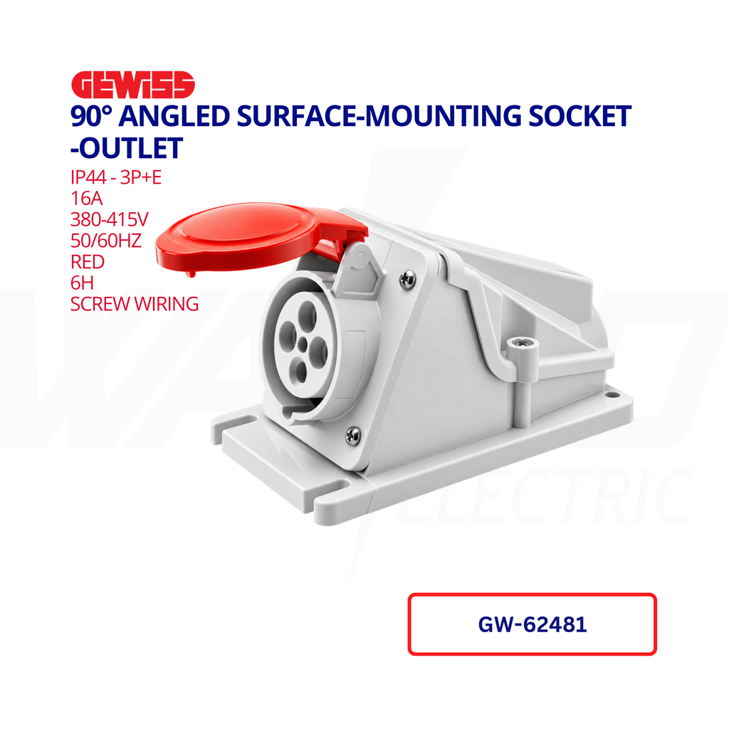 GEWISS 16A Angled Surface-Mounting Socket Outlet