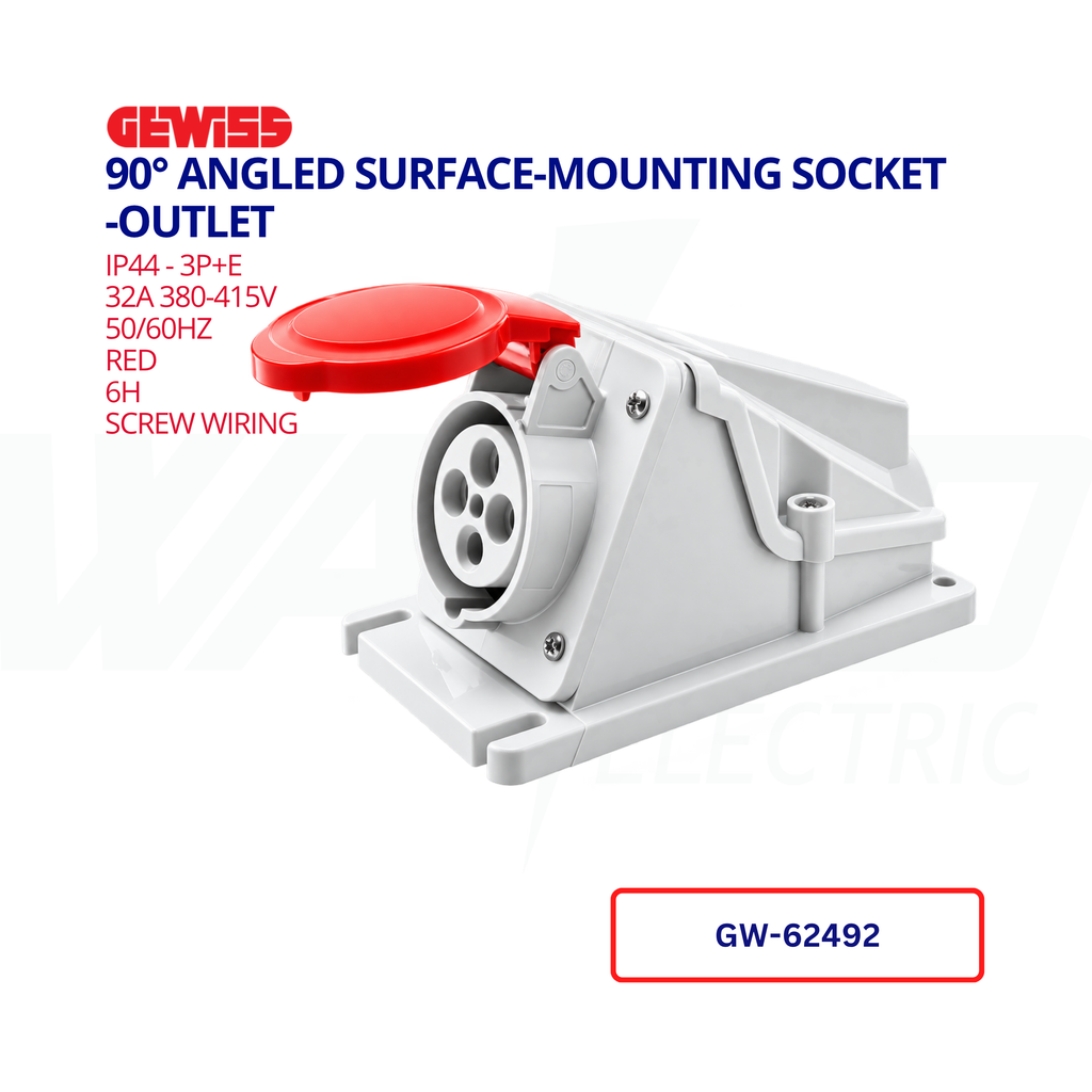 GEWISS 32A Surface-Mounting Socket Outlet, 3P+E