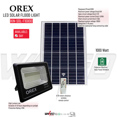 SOLAR LED FLOOD LIGHT - 1000WATT - OREX