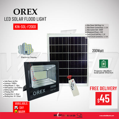 SOLAR LED FLOOD LIGHT - 200WATT - OREX
