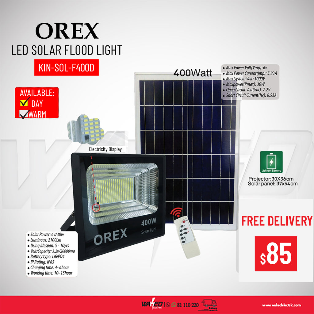 SOLAR LED FLOOD LIGHT - 400WATT - OREX