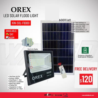 SOLAR LED FLOOD LIGHT - 600WATT - OREX