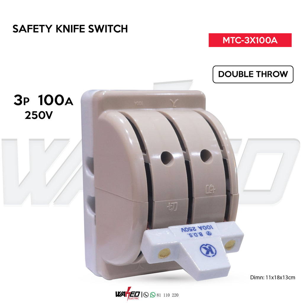 Safety Knife Switch - 250V - 3P 100A