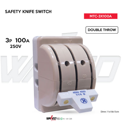Safety Knife Switch - 250V - 3P 100A