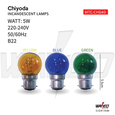 Incandescent Lamp - 5w - COLORED - B22  - CHIYODA