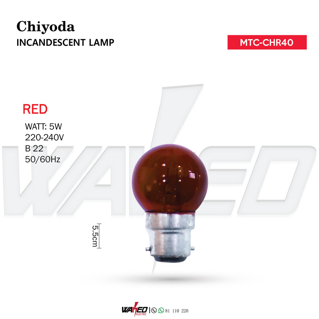 Incandescent Lamp - 5W - RED - Chiyoda