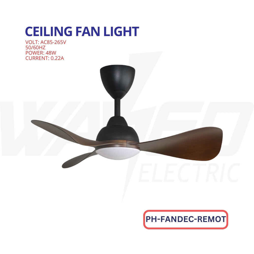 Ceiling Fan Light - 3 Blades - With Remote