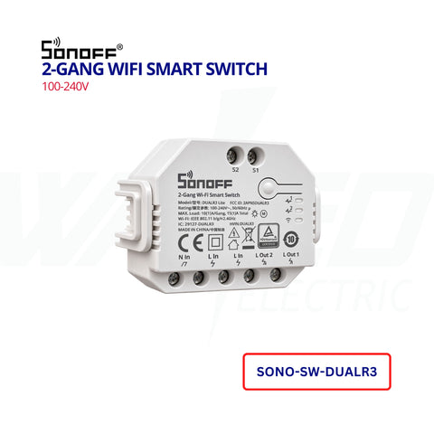 SONOFF DUALR3 Lite – 2-Gang Wi-Fi Smart Switch & Motor Controller