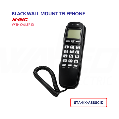 Black Wall Mount Telephone - With Caller ID