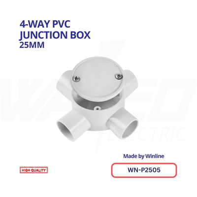 WINLINE Four-Way PVC Junction Box – 25mm