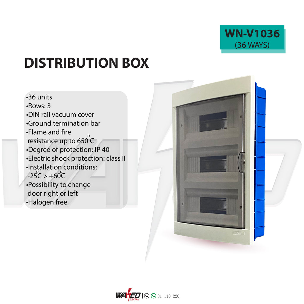 36 Distribution Box Distribution Box - 36 ways - SLIM – Waked Electric