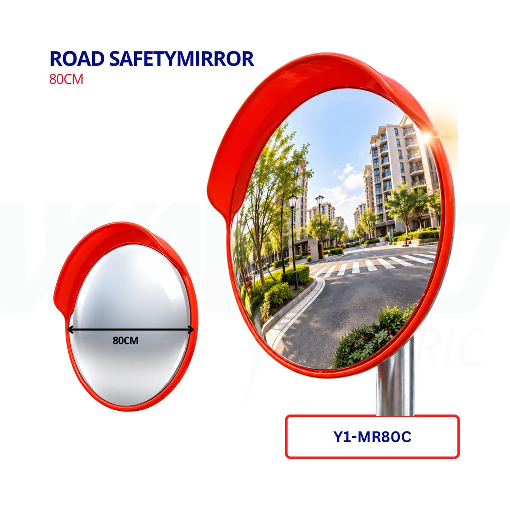 80cm Convex Road Safety Mirror – Red
