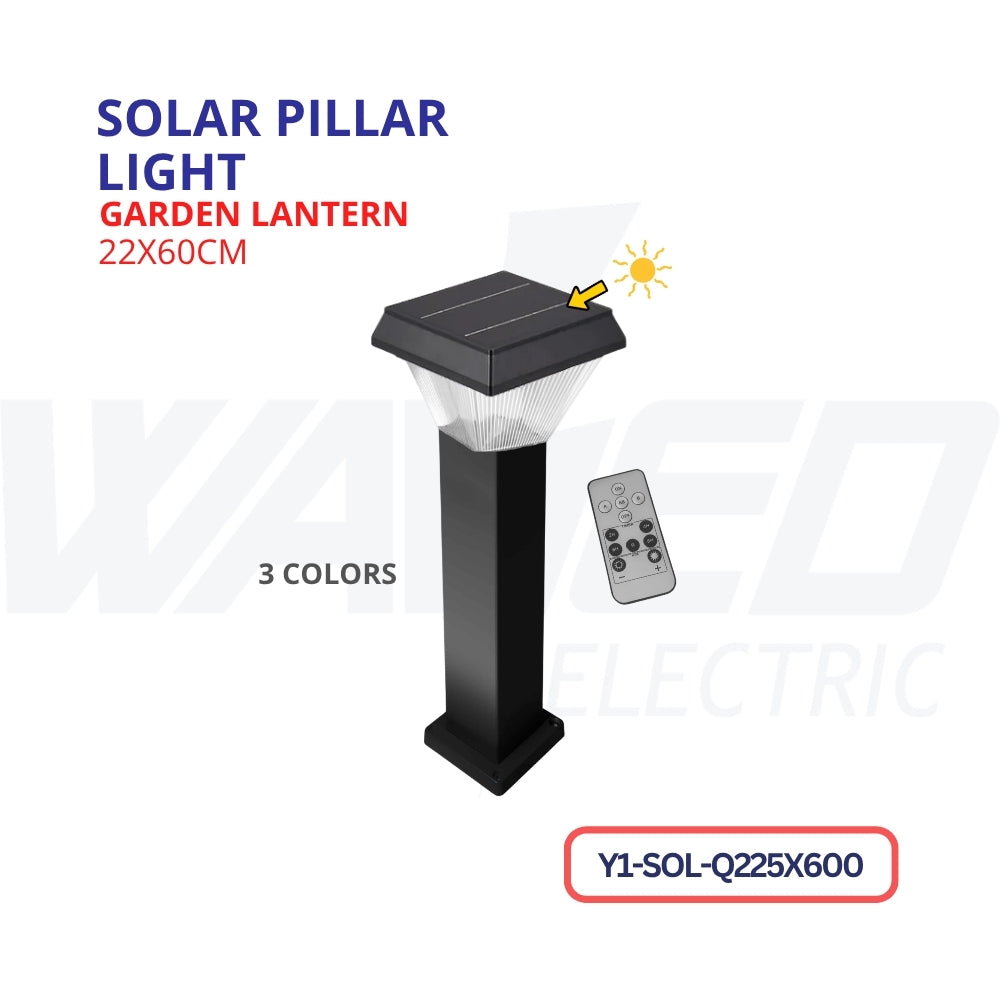 Solar & Electric Pillar Light –  (60CM Height) - Square