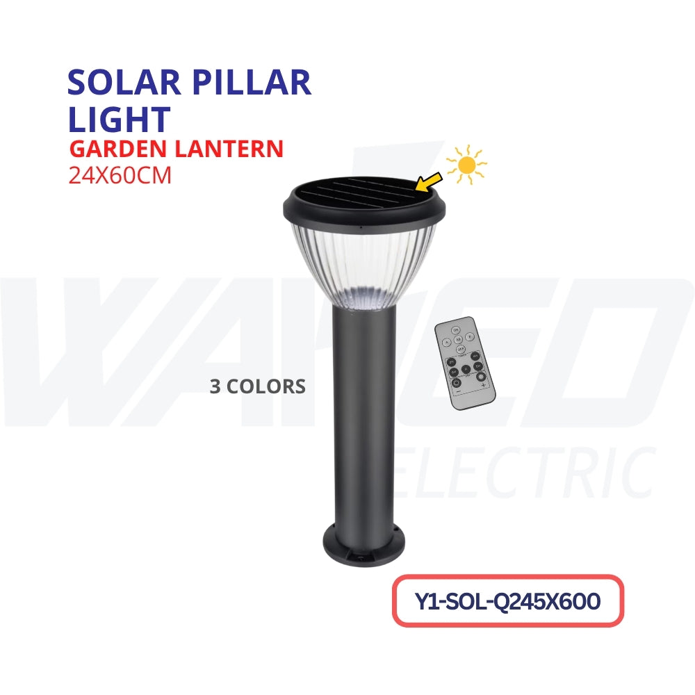 Solar & Electric Pillar Light – (60CM Height) - Round