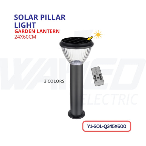 Solar & Electric Pillar Light – (60CM Height) - Round