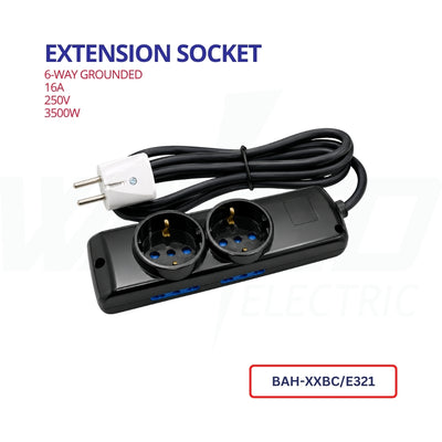 6-Way Grounded Extension Socket – 16A