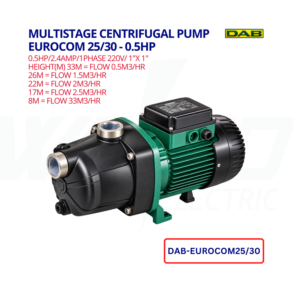 Multistage Centrifugal Pump -  EUROCOM 25/30 - 0.5HP