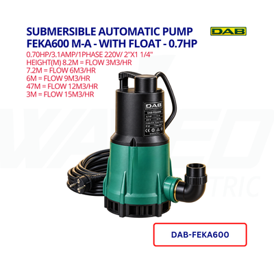 Submersible Automatic Pump - FEKA600 M-A - With Float - 0.7HP